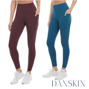 Danskin | Ladies' High Rise Brushed Legging | 2 pack | Dark Red / Teal | NWOT